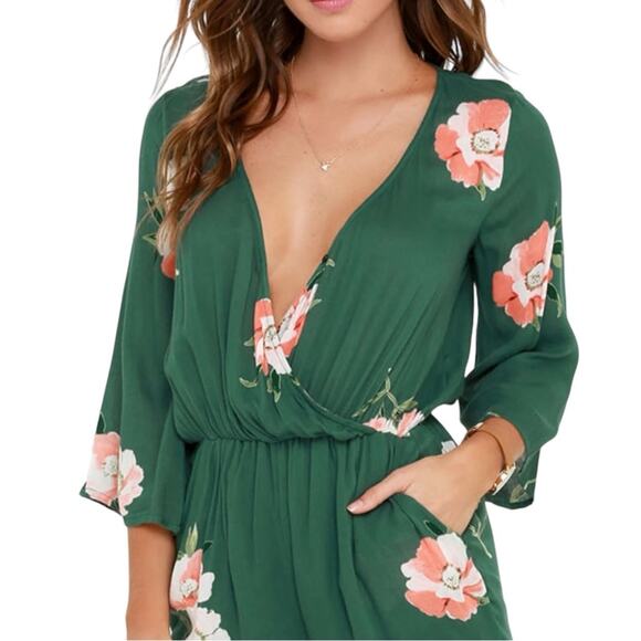 O'Neill Indica Floral Short Romper Green Size Medium - Picture 6 of 10